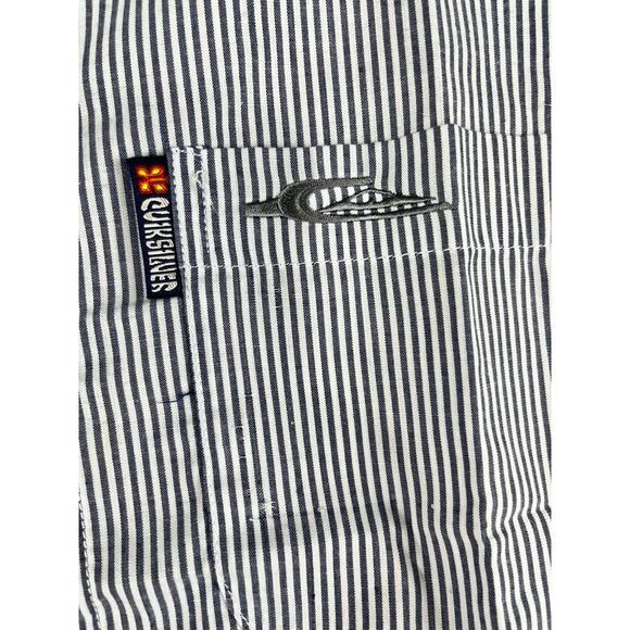 Men’s Quiksilver Medium Blue/White Striped Short-Sleeve Shirt NWT - Picture 6 of 11